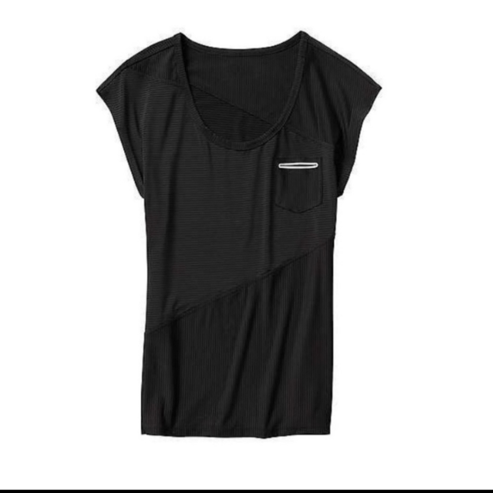 Athleta Speedsetter Short Sleeve Pocket Tee Black Small